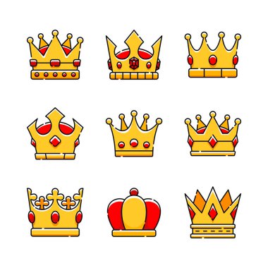 Simge Taç Koleksiyonu. Crown Vektör Düzenlenebilir
