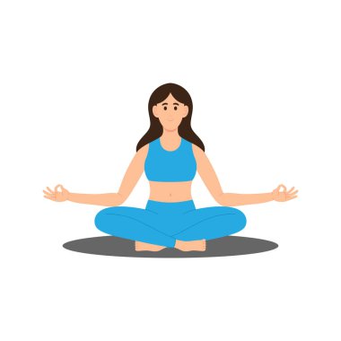 Girl Character with Yoga Position. Flat Design Vector Illustration