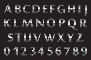 Design Letters A to Z Alphabet and Numbers 0 to 9 Shiny Silver Color