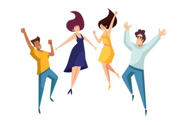 Happy freedom people flat design illustration