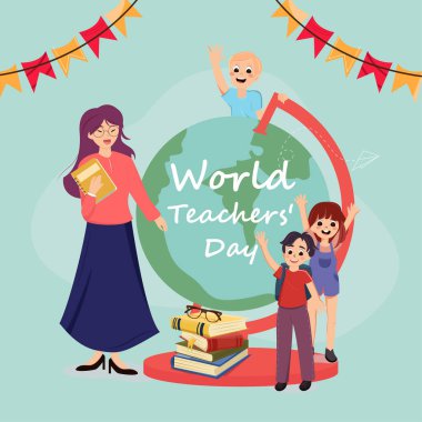 World teachers' day poster template design
