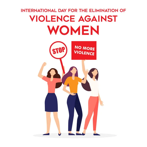 International Day Elimination Violence Women Vector Illustration Women Demonstrators Vector — 스톡 벡터