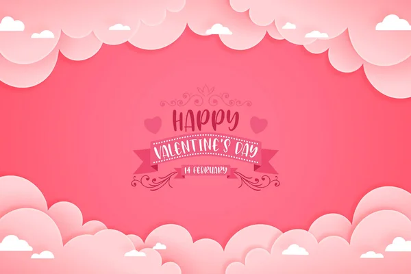 Gelukkige Valentijnsdag Achtergrond Met Realistische Wolken — Stockvector