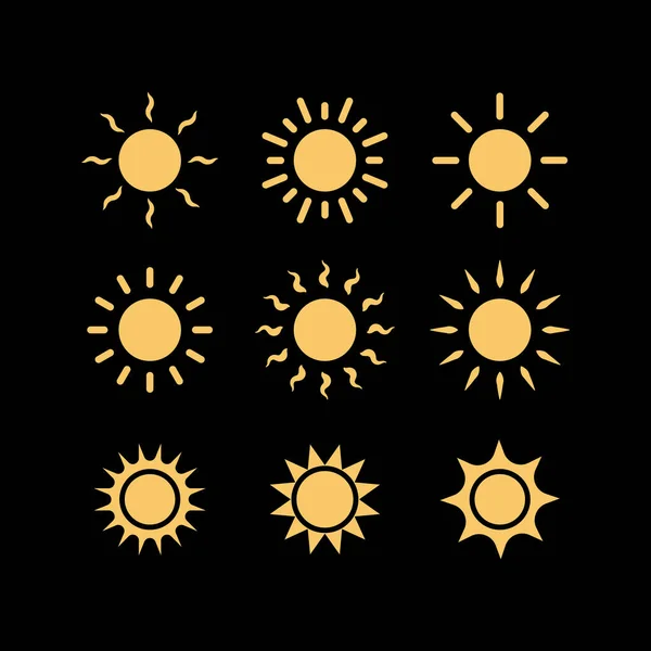 太陽のアイコンセット サンシャインアイコンベクトルイラスト — ストックベクタ