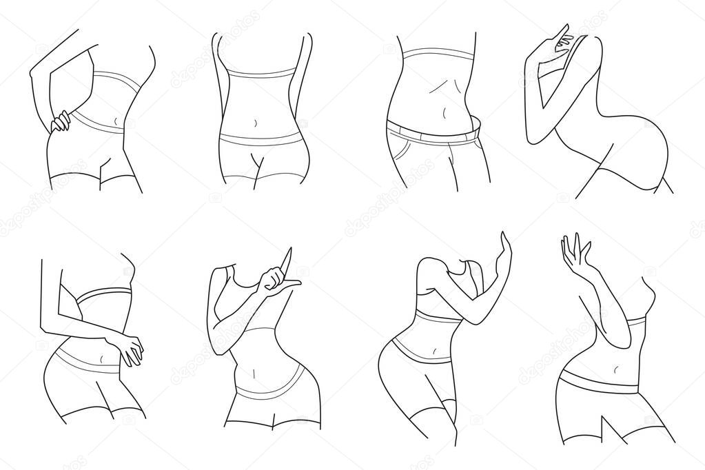 Set of Body Slimming Vector Illustration