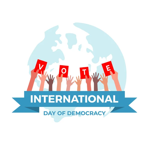 Εικονογράφηση Της Διεθνούς Ημέρας Της Δημοκρατίας Ψηφοφορία Χέρι — Διανυσματικό Αρχείο