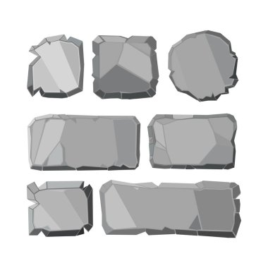 Çok gerçekçi. Kaya taşı izometrik set. Doğal taş blokları. 3D düz çizim. Vektör koleksiyonu