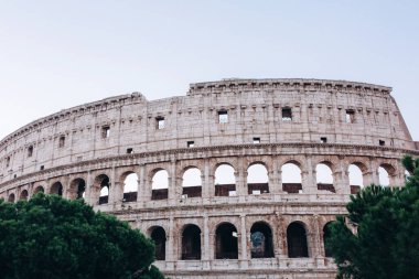 Roma, İtalya 'daki ünlü kolezyum binasının manzarası