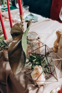 Güzel bir düğün sofrası, kapatın. 