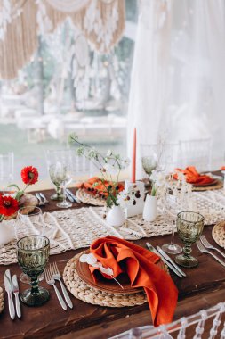 Çok güzel bir düğün masası. Kapatın.