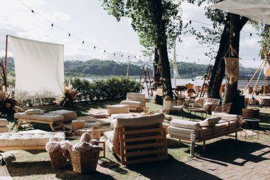 Çok güzel bir düğün masası. Kapatın.