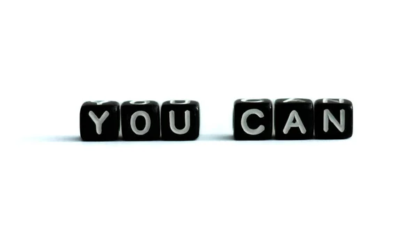 You Can Motivation Quote Made Black Letter Beads White Background — Stock Photo, Image