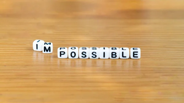 Possible Impossible Slogan White Bead Letters Motivation Inspiration Quotes High — Stock Photo, Image