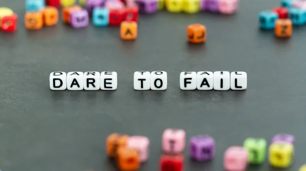 Dare Fail Slogan White Block Bead Letters Motivation Inspiration Cheer — Stock Photo, Image