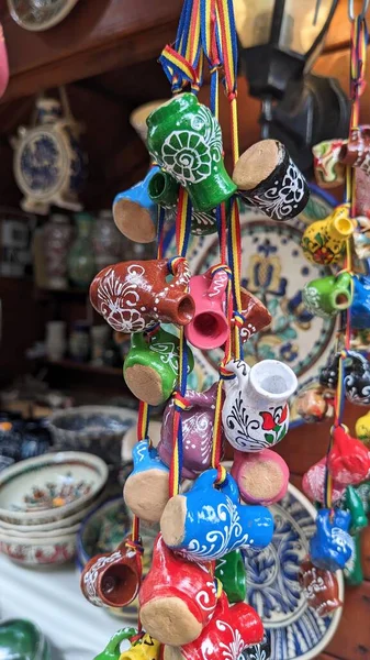 Roemeense Traditionele Keramische Pot Souvenirs Lokale Folklore Markt Nationale Cultuur — Stockfoto