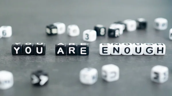 You Enough Slogan Black Bead Letters Motivation Inspiration Self Confidence — Stock Photo, Image