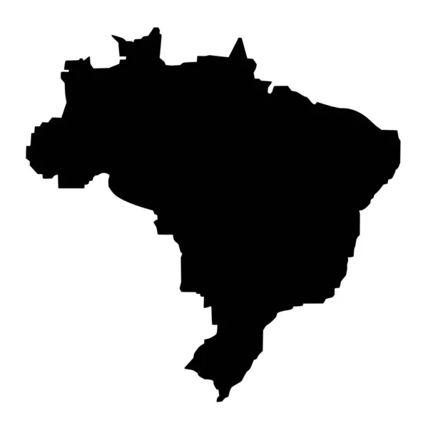 Vector Σιλουέτα Του Χάρτη Brazil Λευκό Φόντο — Διανυσματικό Αρχείο
