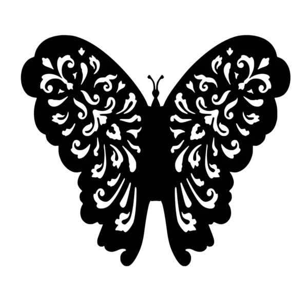 Silhouette Vectorielle Papillon Sur Fond Blanc — Image vectorielle