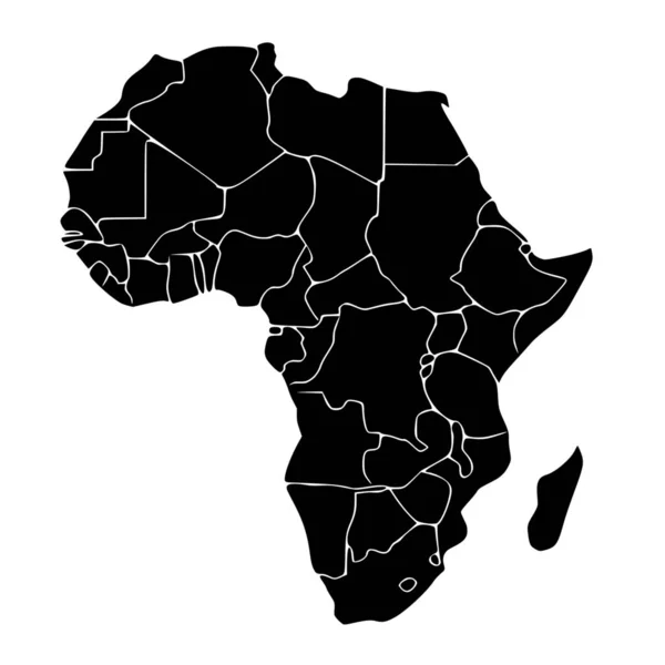 Sílhueta Vetorial Continente Africano Mapa Sobre Fundo Branco — Vetor de Stock