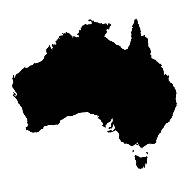 白い背景に大陸の地理オーストラリアのベクトルシルエット — ストックベクタ
