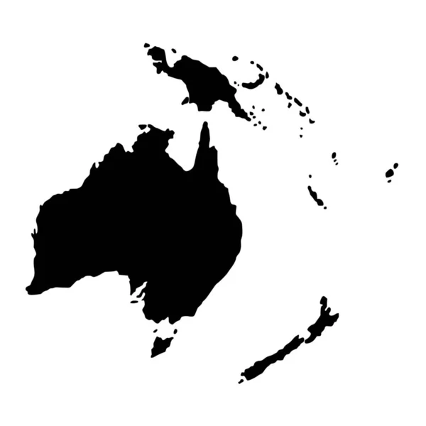 Sílhueta Vetorial Continente Mapa Oceânia Sobre Fundo Branco — Vetor de Stock