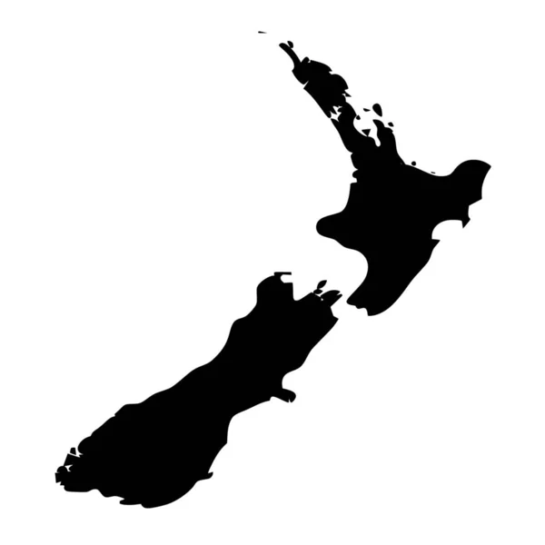 白の背景に新しいニュージーランドの地図のベクトルシルエット — ストックベクタ