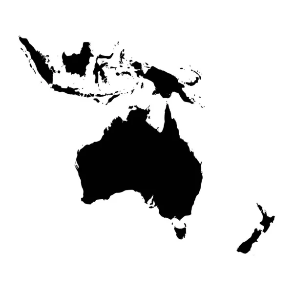 Vektor Silhuett Oceanien Karta Vit Bakgrund — Stock vektor