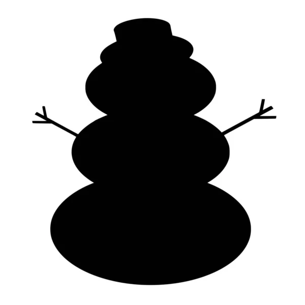 Vector Silhouette Snowman White Background — Stock Vector