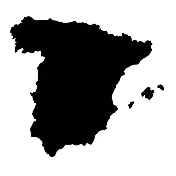 Vektorsilhouette Der Spanischen Landkarte Auf Weißem Hintergrund — Stockvektor