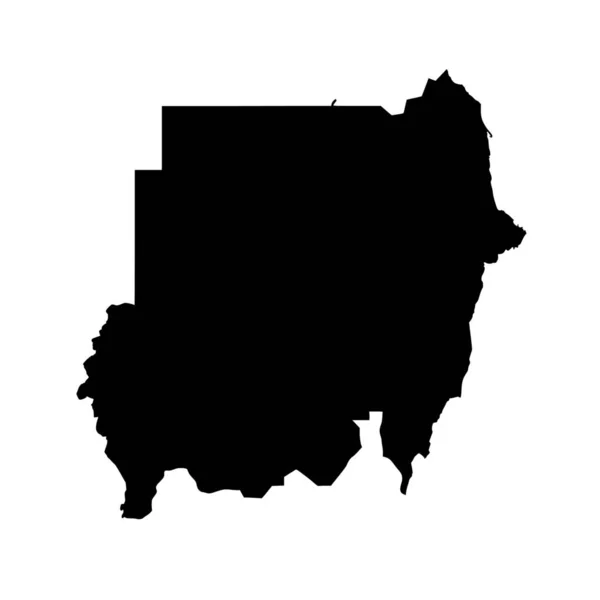 Vector Σιλουέτα Του Χάρτη Sudan Λευκό Φόντο — Διανυσματικό Αρχείο
