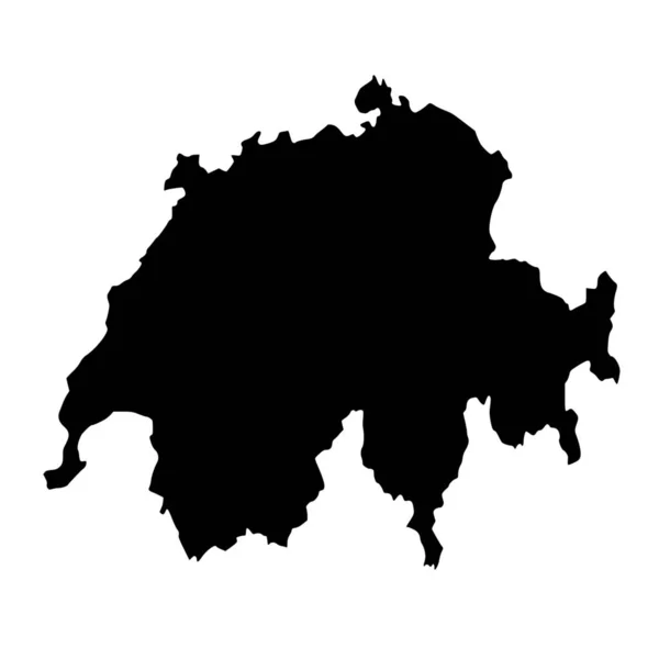 Vector Σιλουέτα Του Χάρτη Της Ελβετίας Λευκό Φόντο — Διανυσματικό Αρχείο