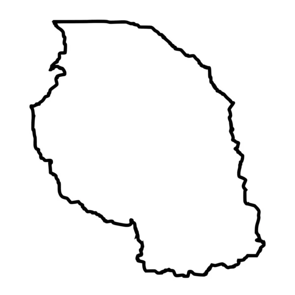 Векторный Силуэт Танзании Карта Белом Фоне — стоковый вектор