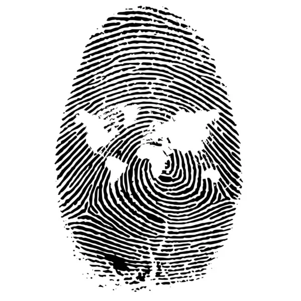 stock vector Vector silhouette of world fingerprint map on white background
