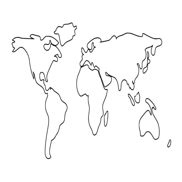 Sílhueta Vetorial Mapa Mundo Sobre Fundo Branco —  Vetores de Stock
