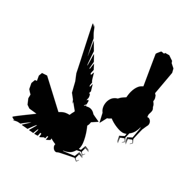 Vector Silhouet Van Bird Witte Achtergrond — Stockvector