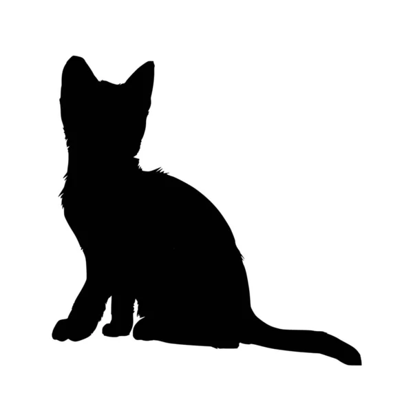Vektor Silhouette Der Katze Auf Weißem Hintergrund — Stockvektor
