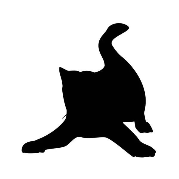 Vektor Silhouette Der Katze Auf Weißem Hintergrund — Stockvektor