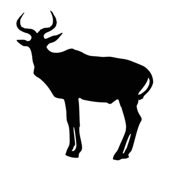 Vektorsilhouette Der Antilope Auf Weißem Hintergrund — Stockvektor