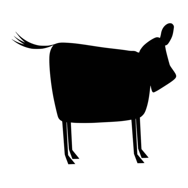 Sílhueta Vetorial Vaca Sobre Fundo Branco — Vetor de Stock