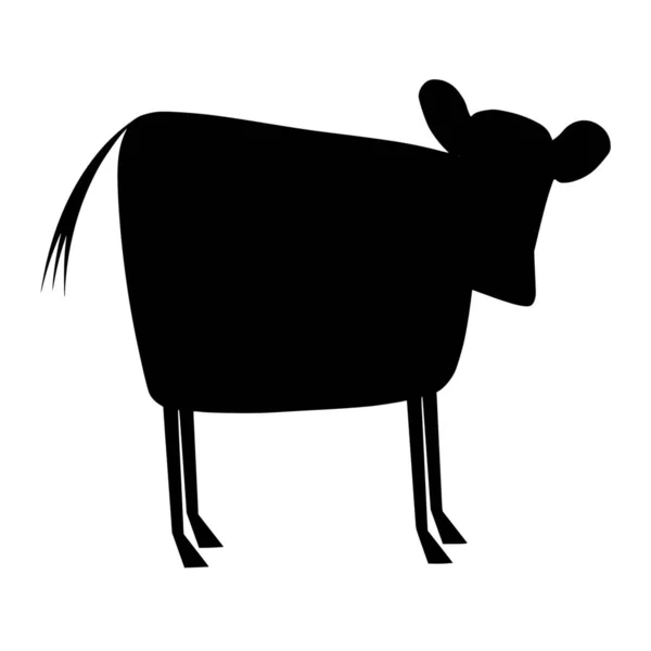 Vector Silhouette Cow White Background — Stock Vector