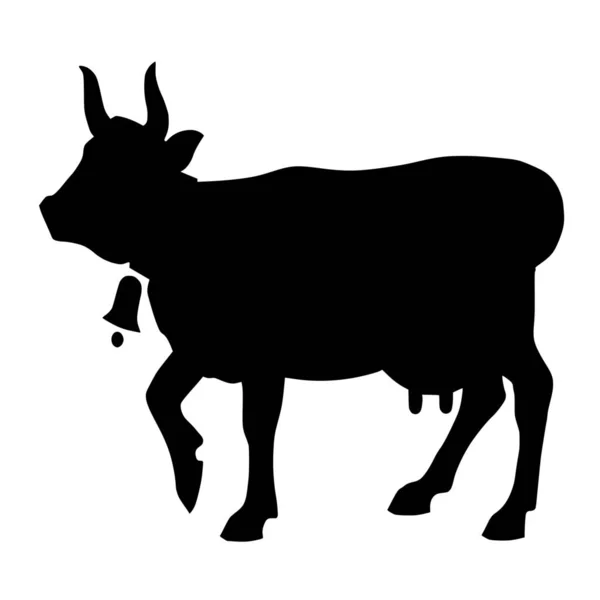Sílhueta Vetorial Vaca Sobre Fundo Branco —  Vetores de Stock