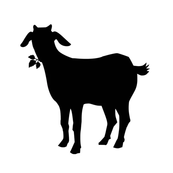 Silhouette Vectorielle Chèvre Sur Fond Blanc — Image vectorielle