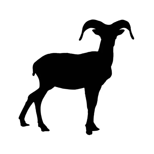 Vector Silhouette Goat White Background — Stock Vector