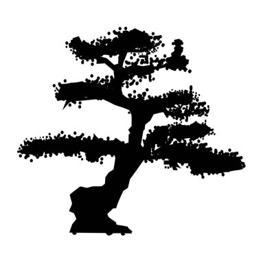Beyaz arkaplanda bonsai vektör silueti
