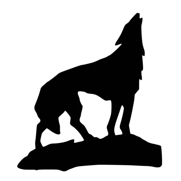 Vektorsilhouette Von Wolf Auf Weißem Hintergrund — Stockvektor