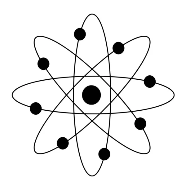 Beyaz Arkaplanda Atom Sembolünün Vektör Silueti — Stok Vektör