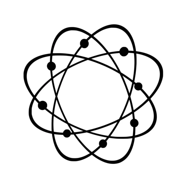Vektorsilhouette Des Atomsymbols Auf Weißem Hintergrund — Stockvektor