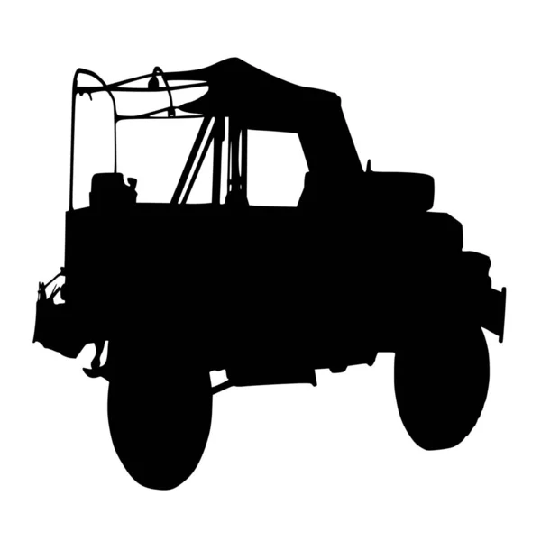 Vektorsilhouette Eines Jeeps Auf Weißem Hintergrund — Stockvektor
