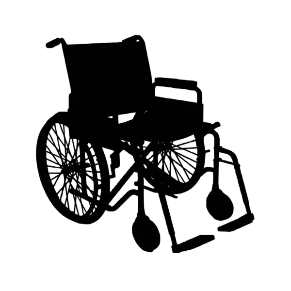 Beyaz Arka Planda Tekerlekli Sandalyenin Vektör Silueti — Stok Vektör