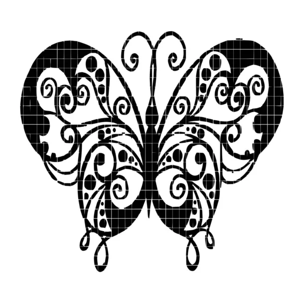 Silhouette Vectorielle Papillon Sur Fond Blanc — Image vectorielle